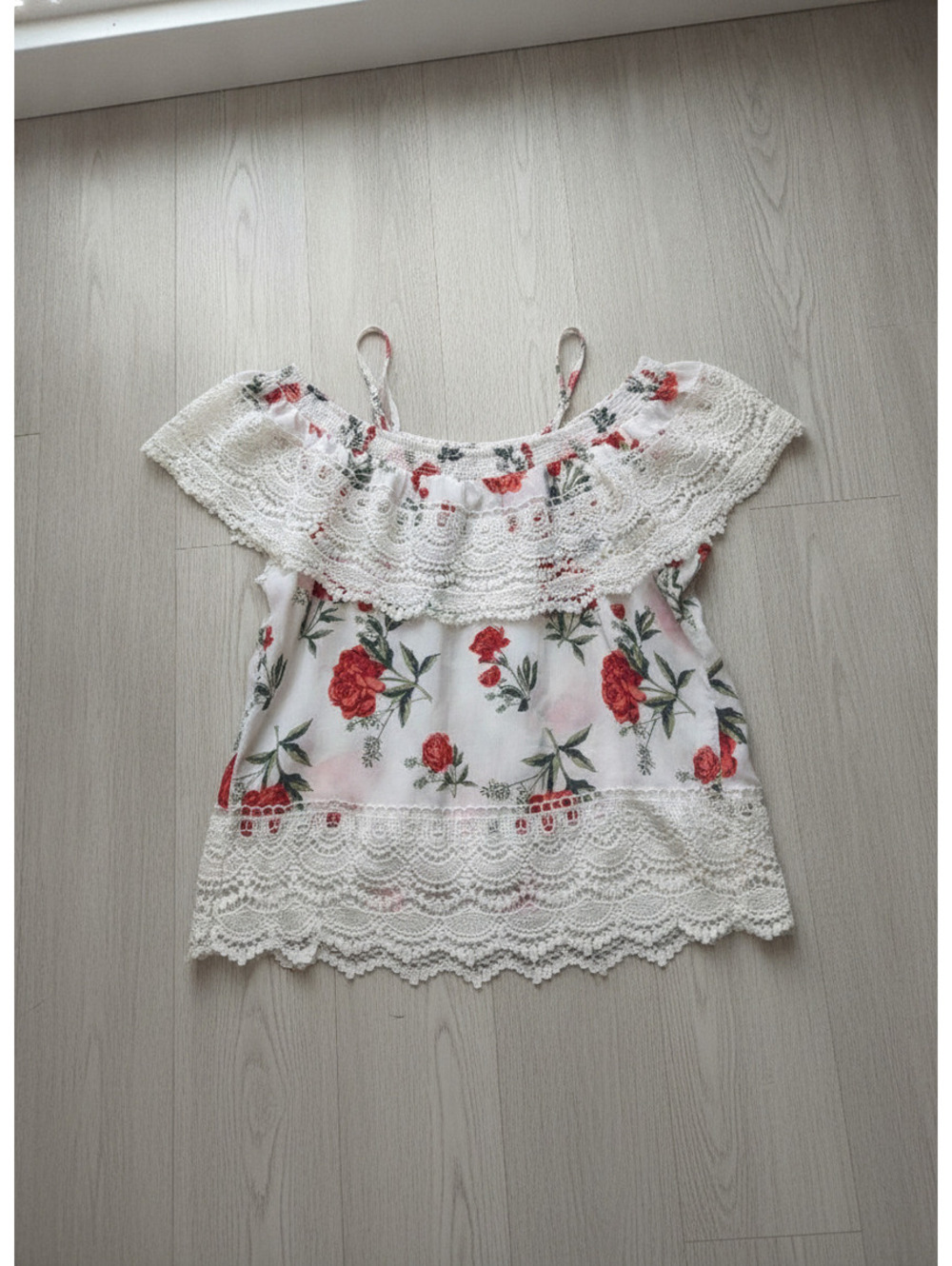 No Boundaries Floral Lace Off-Shoulder Blouse XXL